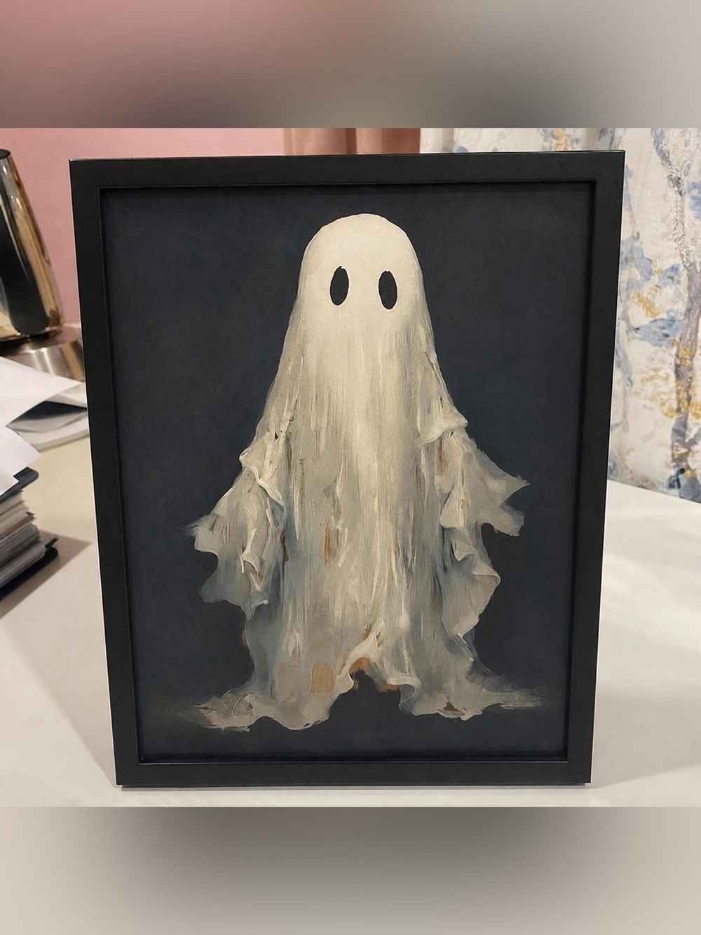 Ghost Art Print, Halloween Home Decor, Abstract Cute Ghost print, Vintage
